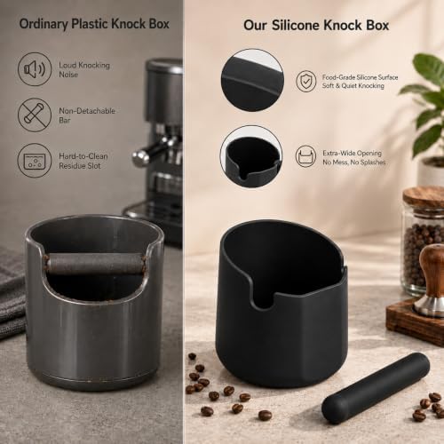 Espresso Knock Box, Large Coffee Knock Box, Silicone Espresso Knock