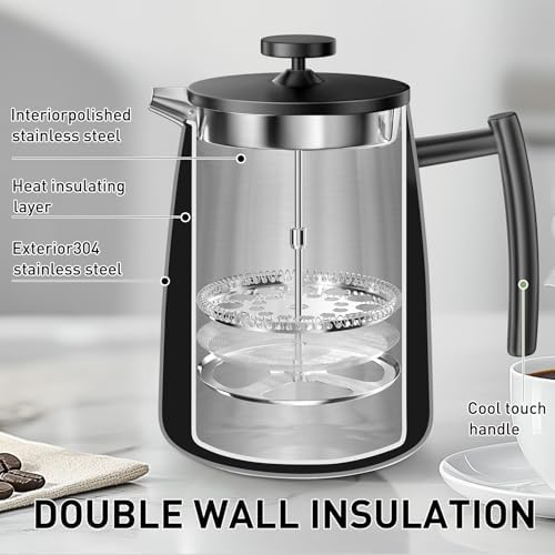 Secura 50oz French Press, 304 Stainless Steel