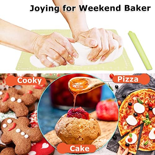 Rolling Pin Silicone Baking Pastry Mat Set, 15.7" x 24"