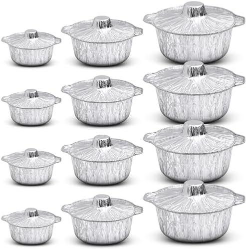 Ziliny Disposable Aluminum Pot with Lid Round Foil Pans Disposable