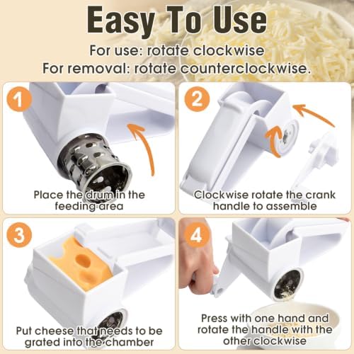 Cheese Grater Hand Crank, Classic Rotary Parmesan Shredder