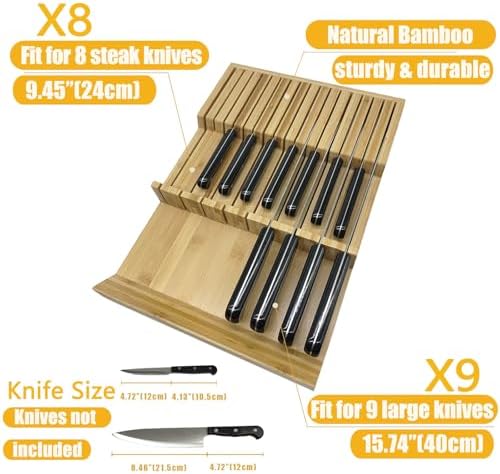 Bamboo In-Drawer Knife Block, 17 Slots