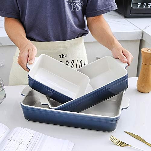 KOOV Bakeware Set, Ceramic Baking Dish, Rectangular Casserole Dish