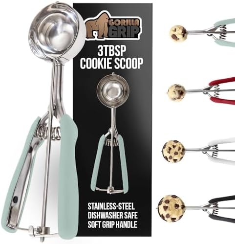 GORILLA GRIP 304 Stainless Steel Cookie Scoop, 3 TBSP Scooper, Mint