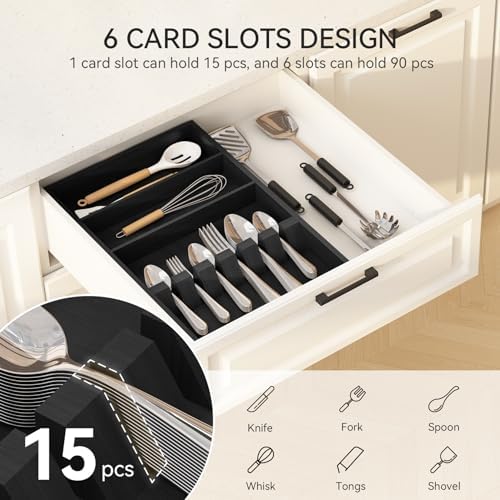 Yofidra Pure Bamboo Silverware Drawer Organizer: 16.5 Inch Large