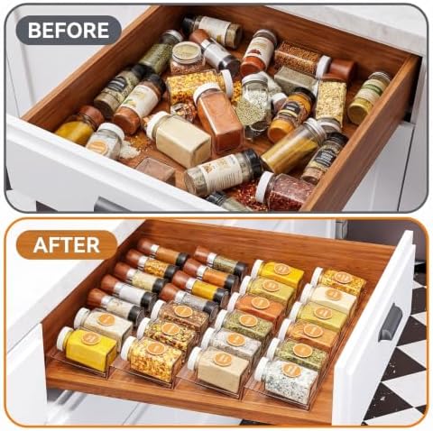 Acrylic Spice Drawer Organizer, 8 Pack Seasoning Organizer Rack