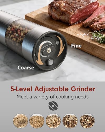 TOMEEM Rechargeable Electric Salt and Pepper Grinder Set