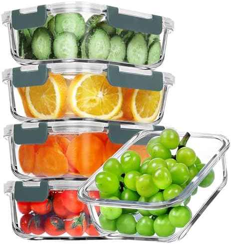 VERONES 5 PACK 36 OZ Glass Meal Prep Containers with Lids