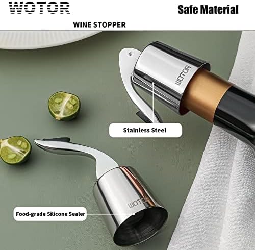 WOTOR Stainless Steel Wine Bottle Stoppers with Silicone, Silver