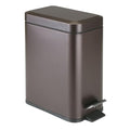 mDesign Small Modern 1.3 Gallon Rectangle Metal Lidded Step Trash Can, Compact by mDesign