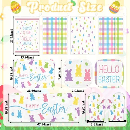 Tieshankao 10Pcs Easter Kitchen Decor Set Bunny Eggs Towels Pot
