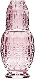 Elle Decor Vintage Bedside Water Carafe Set with Tumbler Lid, Pink