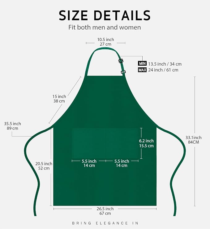 Syntus Apron for Men Women, Adjustable Cooking Kitchen Chef Aprons - Image 2