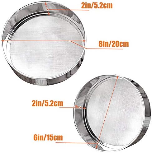 2 Pack Flour Sifter,Stainless Steel Fine Mesh Strainers Flour Sieve,60
