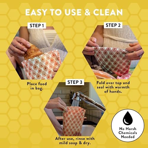 BeeBAGZ Beeswax Wrap Food Storage Bags, Pack of 2