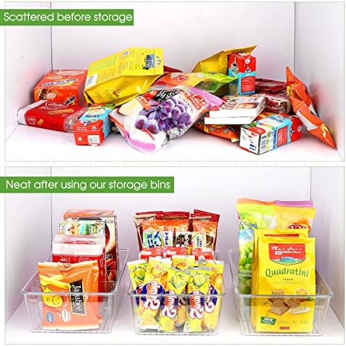 ZIZOTI Snack Organizer for Pantry Shelf, 6 Pack Clear Plastic Pantry