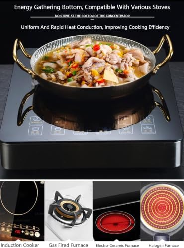 Stainless Steel Paella Pan, Nonstick Flat Bottom Skillet with Double
