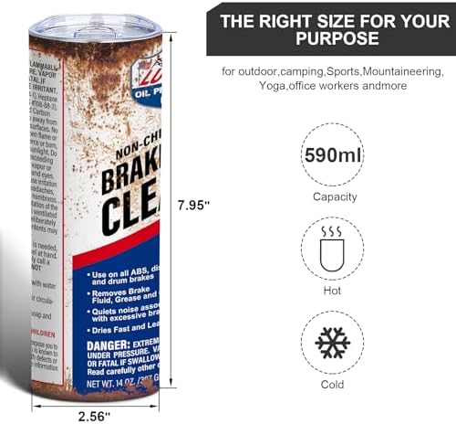 20oz Insulated Skinny Tumbler,Brake Cleaner Novelty Travel Coffee Mug