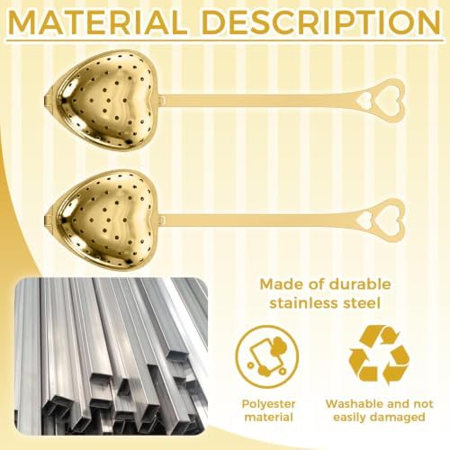 8Pcs Gold Heart-Shaped Stainless Steel Tea Infuser
