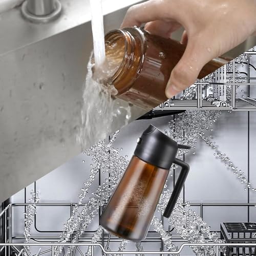 2-in-1 16oz Glass Oil Sprayer and Dispenser, Dark Brown