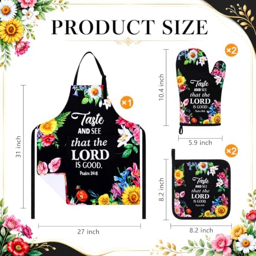 Skicuff Christian Floral Apron, Oven Mitt and Pot Holder Set