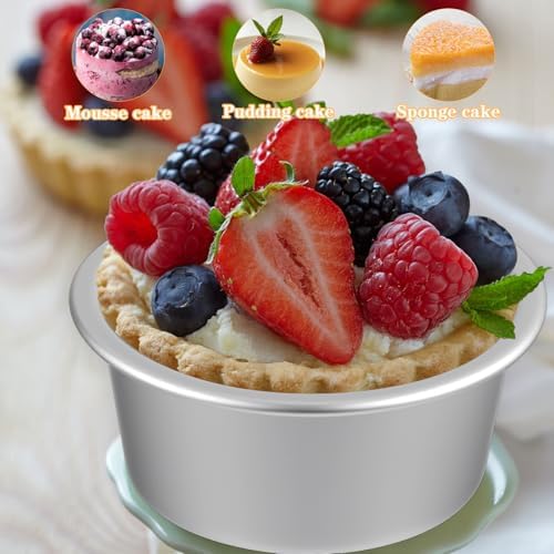 12 PCS Mini Aluminum Round Cake Pans, Nonstick Pudding Baking Molds