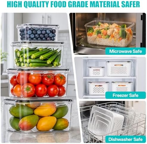 4 Pack Fruit Storage Containers for Fridge