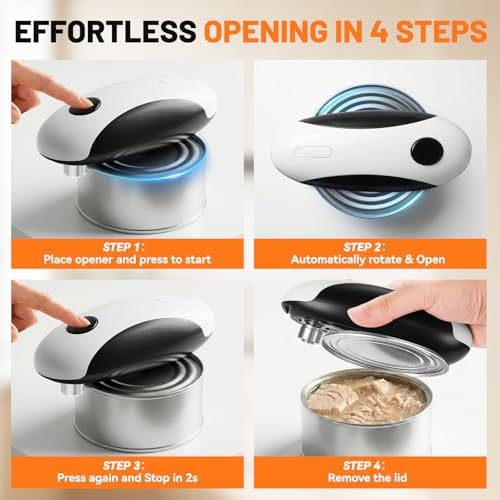 Electric Can Opener, USB-C Rechargeable One Touch Hands Free Automatic