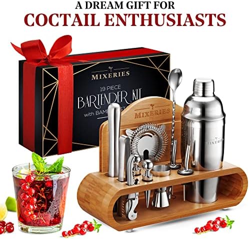 Mixology Bartender Kit with Stand - 19 Piece Bar Set Cocktail Shaker