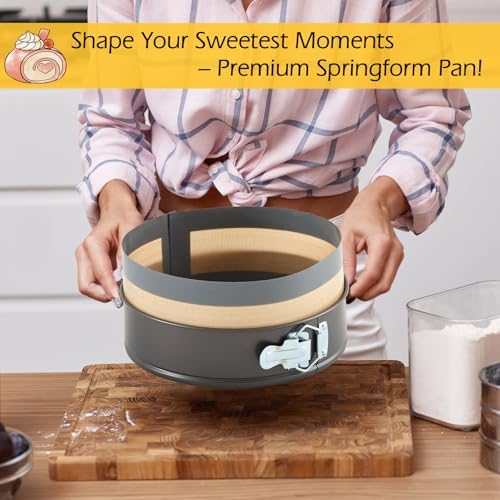 Honeydak 9 Inch Springform Pan with Silicone Baking Mat Set Non-stick