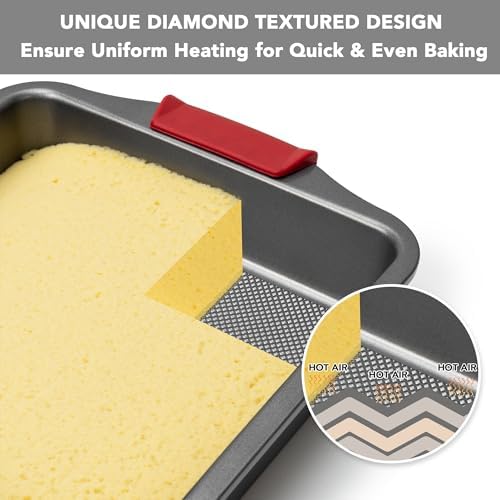 Tiawudi 9" Square Cake Pan Set of 2, 0.8mm Thick Heavy Duty Bakeware