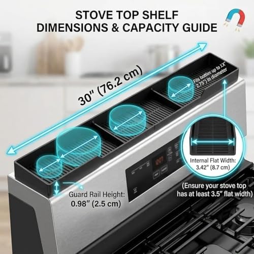 AWOKE 30 Inch Silicone Stove Top Shelf, Black