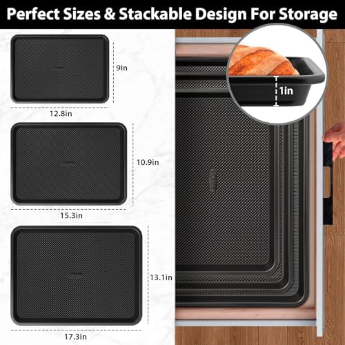 Nonstick Baking Sheet Set with Cooling Rack, 4-Piece Cookie Sheets for