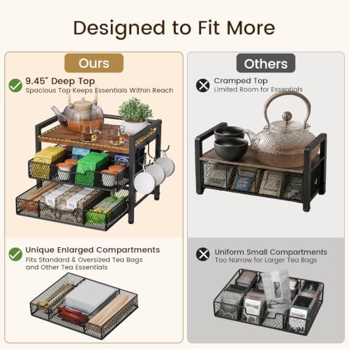 Giikin Tea Bag Organizer, Tea Organizers and Storage with 2 Drawers