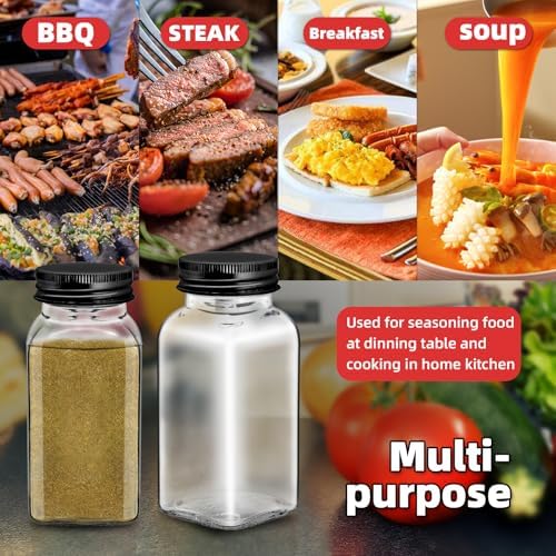 6Pcs 6oz Glass Spice Jars black iron Lids with Shaker Lids, Spice Jars