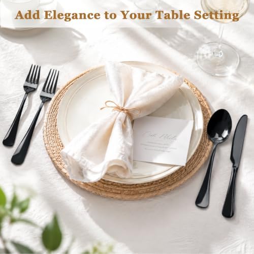 Astercook 24-Piece Black Silverware Set with Steak Knives Flatware Set