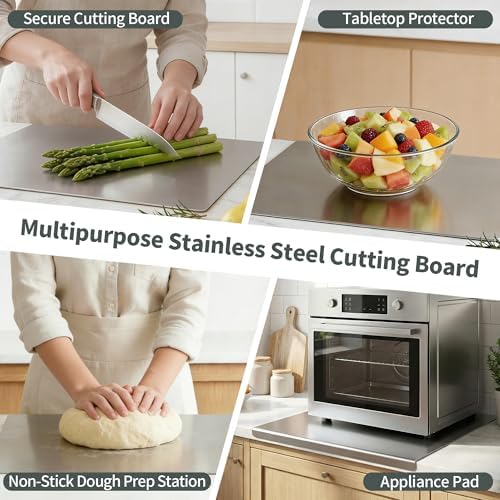 Stainless Steel Cutting Board Set for Kitchen, 2 Pack Metal Cutting