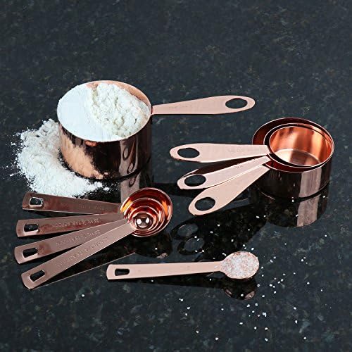Copper Measuring Cups and Spoons Set - 9-Piece Food-Grade Stainless