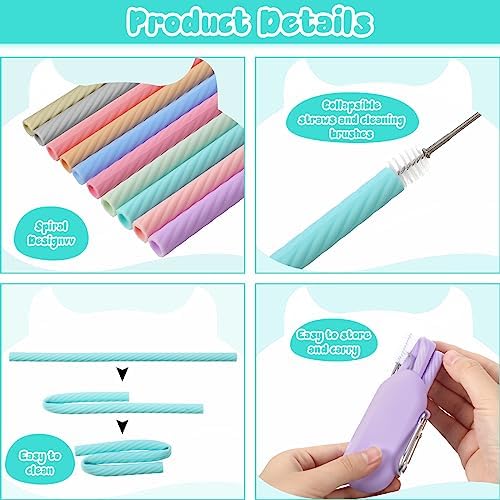 Irenare 20 Sets Reusable Travel Straws with Case Silicone Collapsible