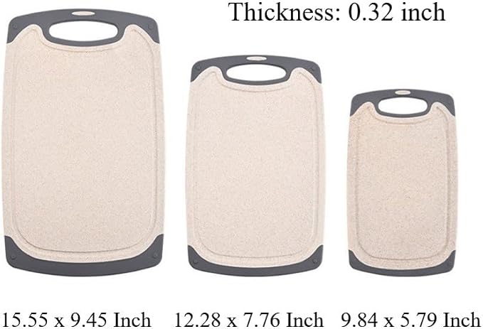 FLYINGSEA Cutting Boards For Kitchen, Anti-Skid Eco-Wheat Straw Cutting Board - Image 3
