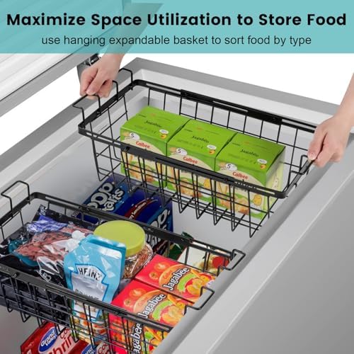 2 Pack Expandable Freezer Organizer Bins, Adjustable Wire Baskets for