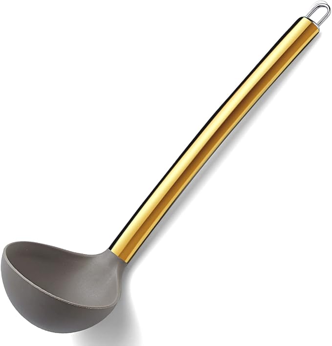 Gold Ladle, Berglander Non-stick Silicone Kitchen Ladle by Berglander