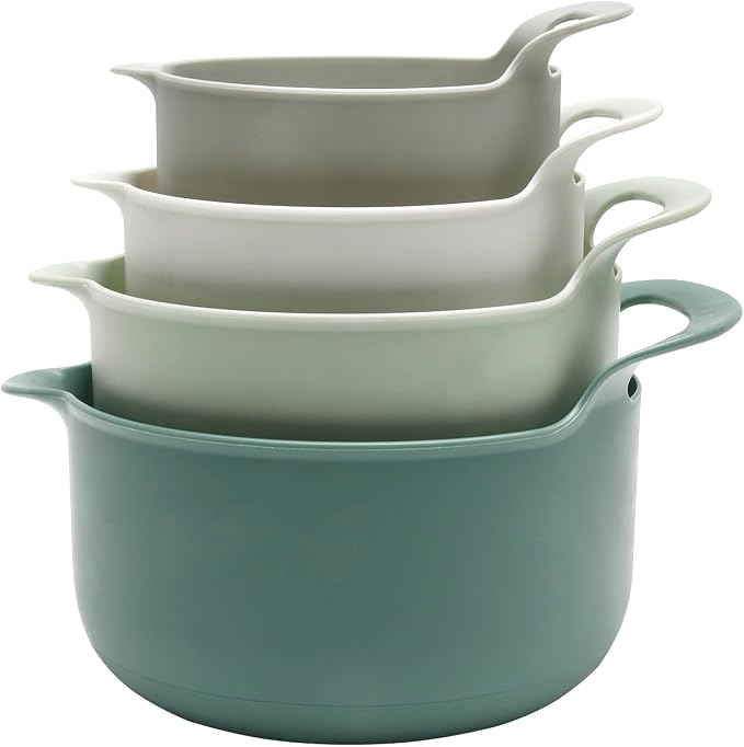 COOK WITH COLOR Nesting Plastic Mixing Bowl Set with Pour Spouts and Handles by CookwithColor