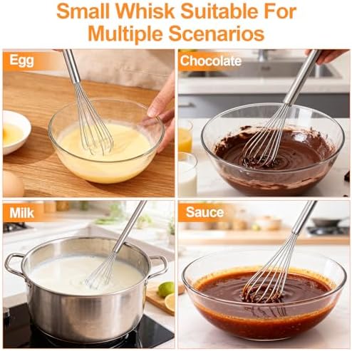 2‐Pcs 11‐Inch Mini Whisk, Small Whisk with Long‐Handle