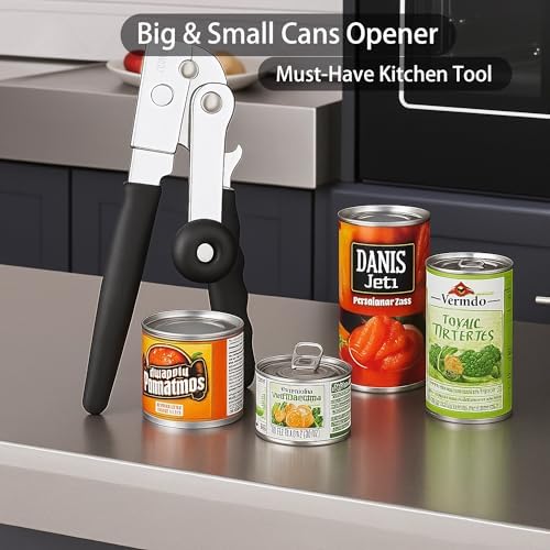 Manual Can Opener Heavy Duty Smooth Edge - Bottle Opener Combo for