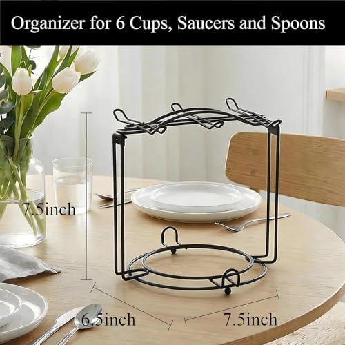 YOLIFE Tea Cup Holder for Countertop, Metal Cup and Saucer Display