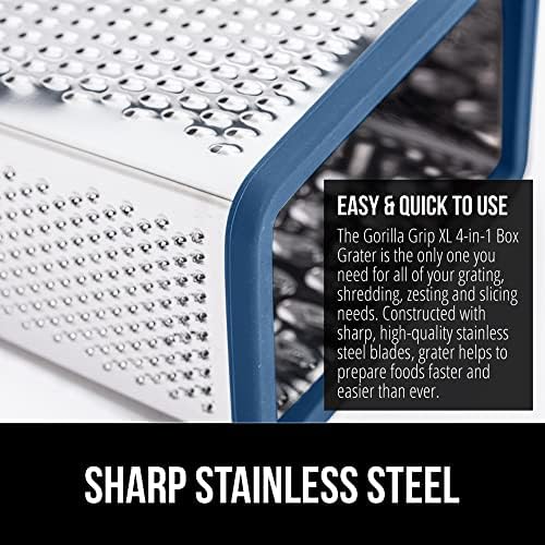 GORILLA GRIP® XL 4-Sided Stainless Steel Cheese Grater, Blue