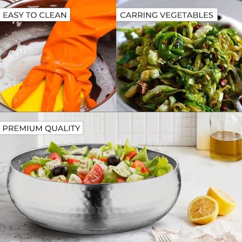 Avador® Set of 3 Premium Stainless Steel Salad Mixing Bowl Hammered