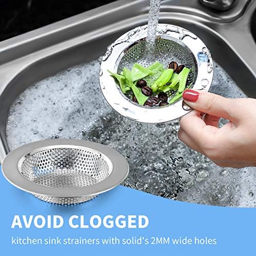 Mudder 3 Pcs Sink Plug Stopper Drain Strainer, Silver