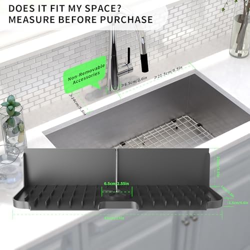 17” x 5.5” Silicone Faucet Handle Drip Catcher Tray Mat, Silicone